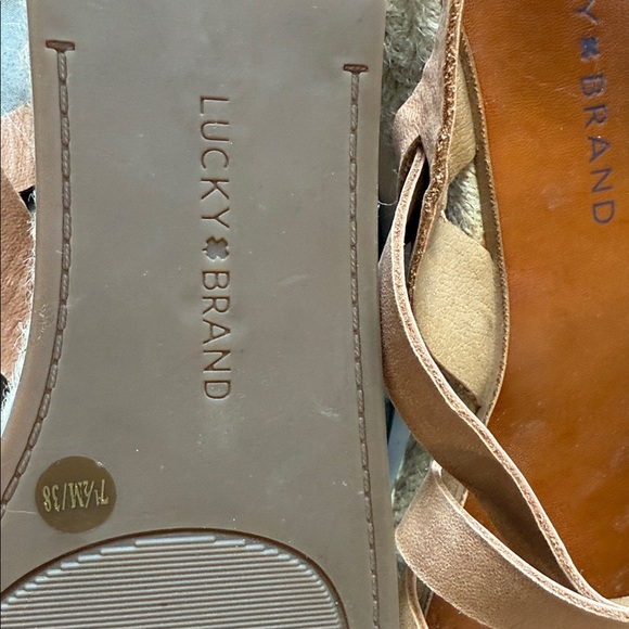 Lucky Brand Leather Strappy Tan Platform Sandals - Picture 8 of 10